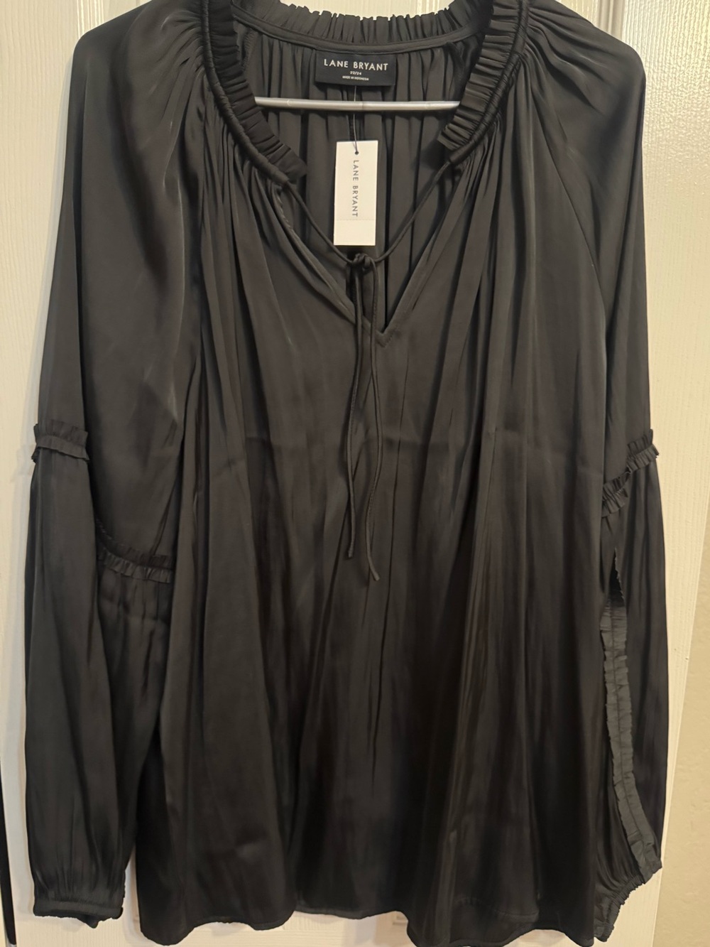 Lane Bryant Black Silk Tunic Top